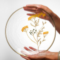 Creative Hand Painted Flower Glass Plates Set